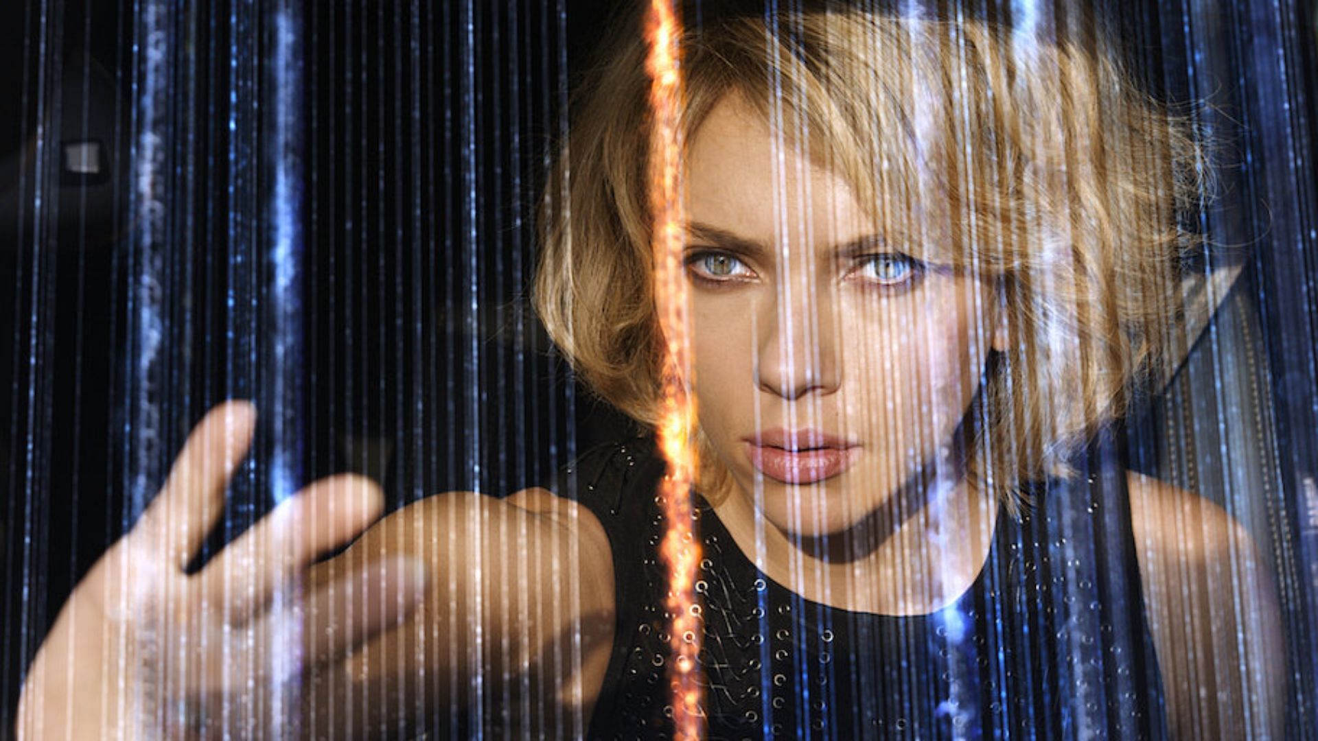 Johansson in and as Lucy (Image via Netflix)